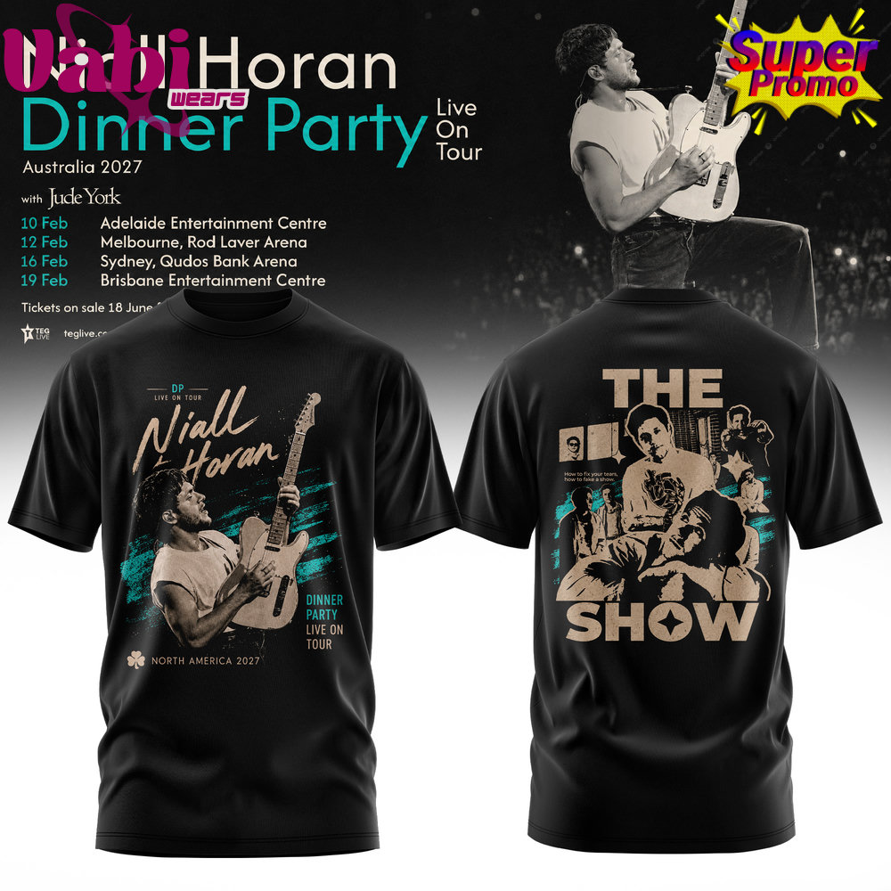 Niall Horan Dinner Party Live On Tour Australia T-Shirt Black version 3 Niall Horan Dinner Party Live On Tour Australia T-Shirt Black version - Image 1