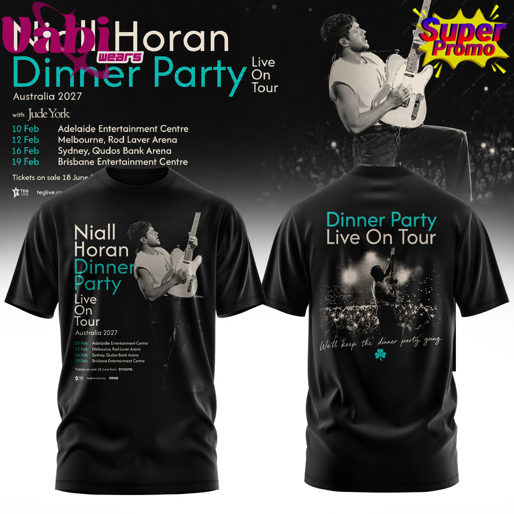 Niall Horan Dinner Party Live On Tour Australia T-Shirt Black version 5 Niall Horan Dinner Party Live On Tour Australia T-Shirt Black version - Image 3