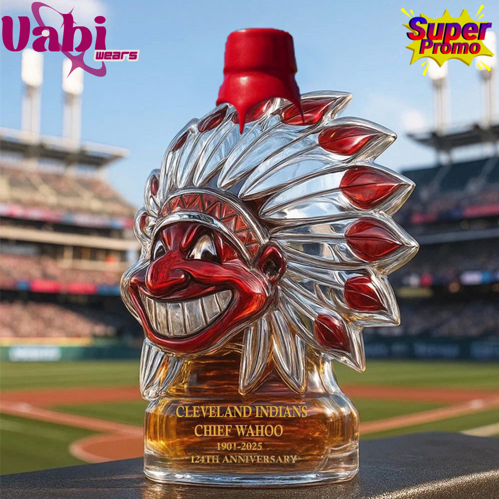 Cleveland Indians Chief Wahoo 124th Anniversary Whiskey Bottle - Image 4