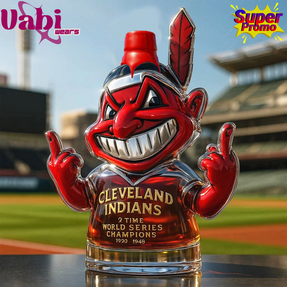 Cleveland Indians Chief Wahoo "2 Time World Series Champions" Whiskey Bottle 6 Cleveland Indians Chief Wahoo '2 Time World Series Champions' Whiskey Bottle - Image 3