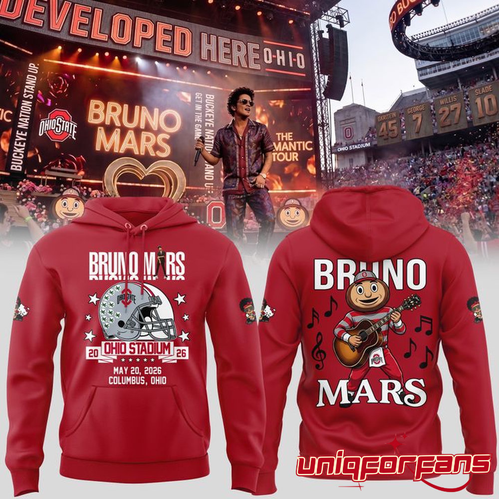 Ohio State Buckeyes x Bruno Mars The Romantic Tour At Ohio Stadium Hoodie - Image 2