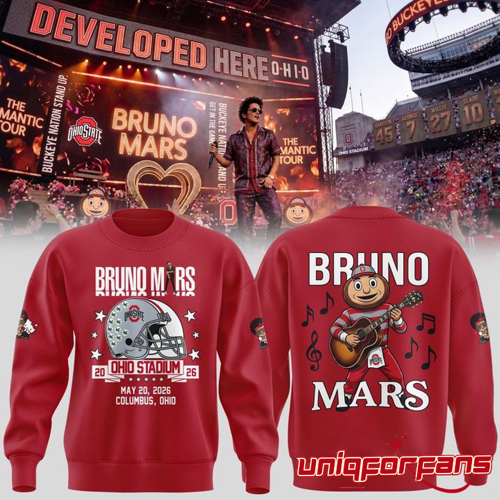 Ohio State Buckeyes x Bruno Mars The Romantic Tour 20026 Ohio Stadium Sweatshirt - Image 1