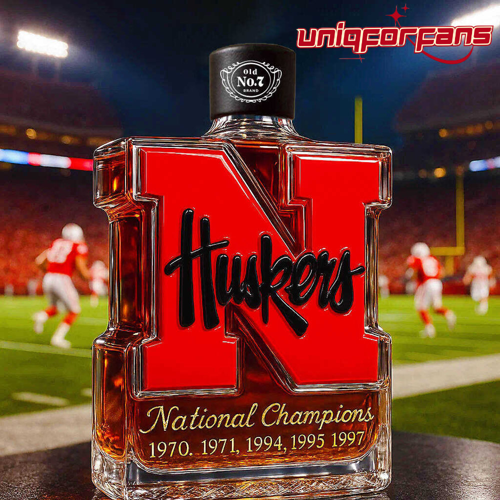 Nebraska Cornhuskers 5-Time National Champions Whiskey Bottle - Image 2