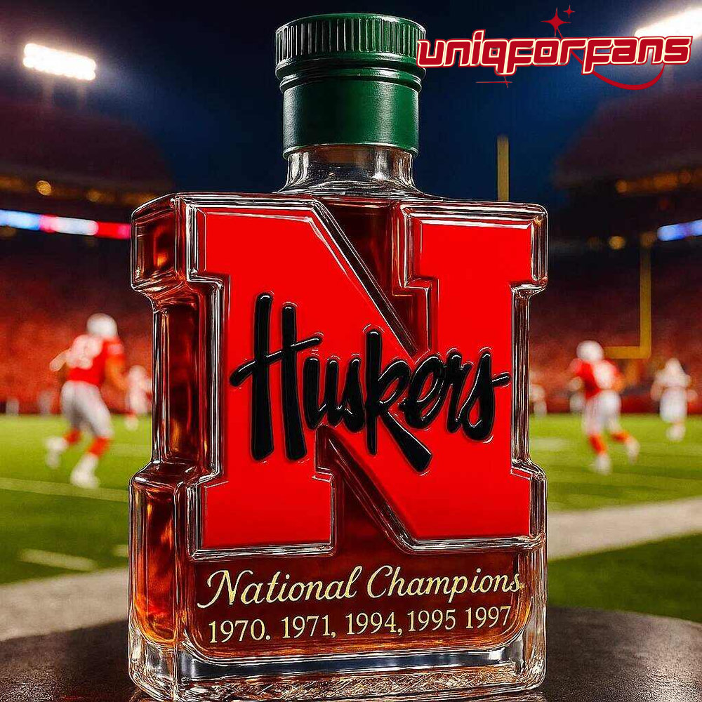 Nebraska Cornhuskers 5-Time National Champions Whiskey Bottle - Image 5