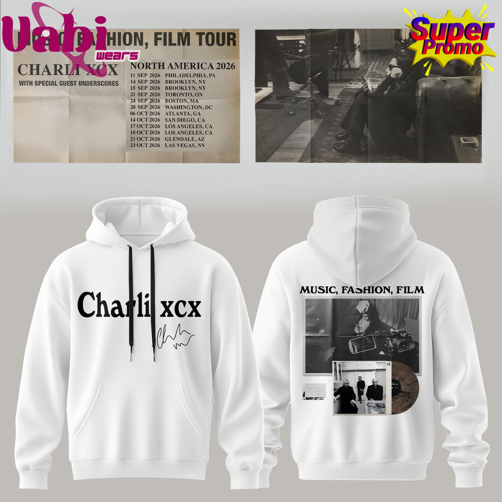 Charli XCX Music, Fashion, Film Tour 2026 Hoodie White Edition 1 Charli XCX Music, Fashion, Film Tour 2026 Hoodie White Edition - Image 1