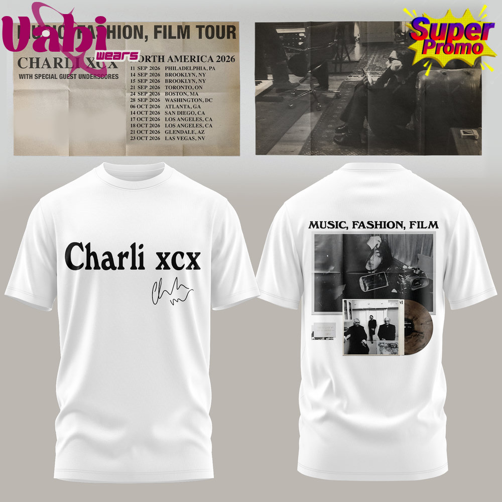 Charli XCX Music, Fashion, Film Tour Tee 2026 Edition 3 Charli XCX Music, Fashion, Film Tour Tee 2026 Edition - Image 1
