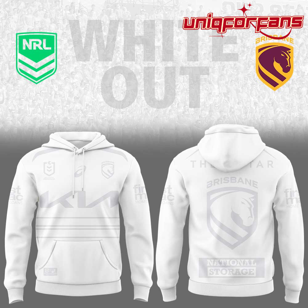 Brisbane Broncos White out NRL Limited Edition Hoodie - Image 1