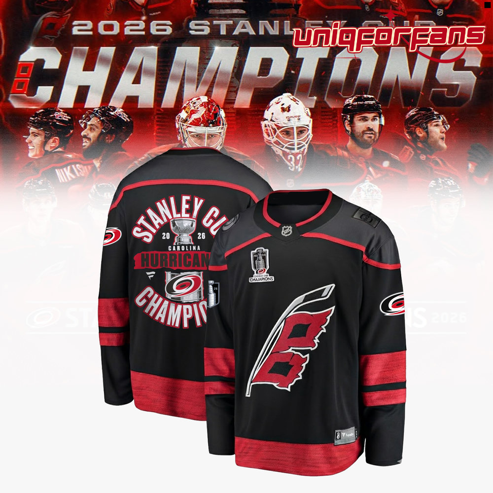Carolina Hurricanes 2026 Stanley Cup Champions Black Edition Hockey Jersey - Image 1