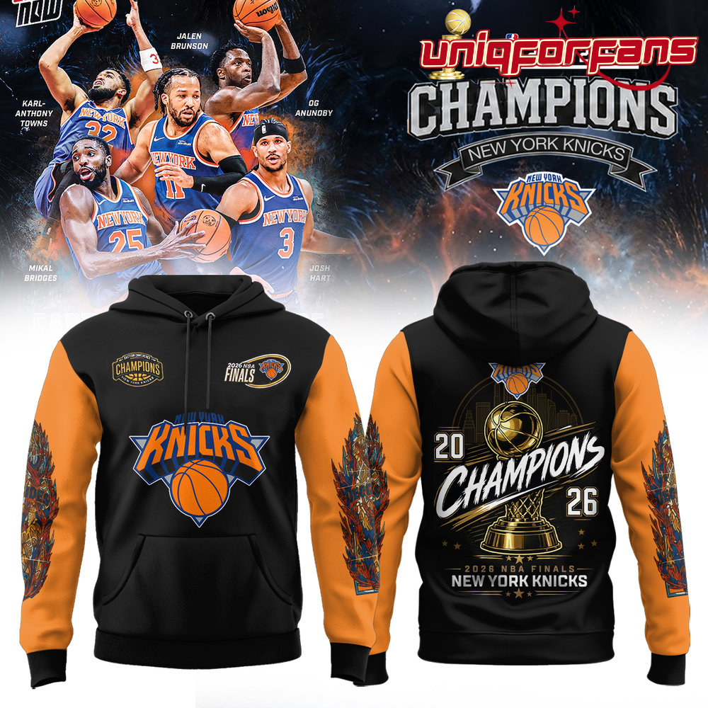 New York Knicks 2026 NBA Finals Champions Hoodie - Image 1