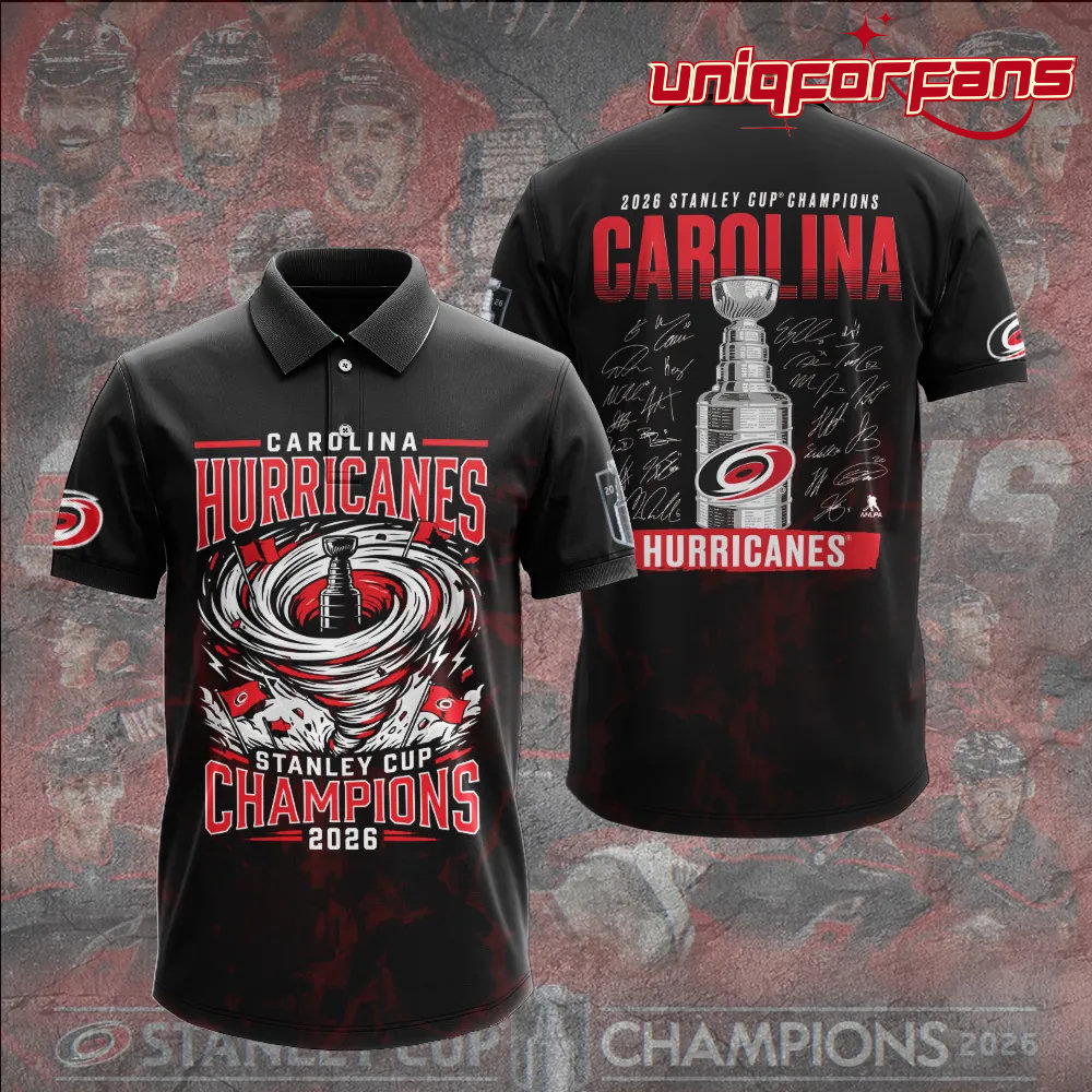 Carolina Hurricanes 2026 Stanley Cup Champions Limited Edition Black Polo Shirt - Image 1