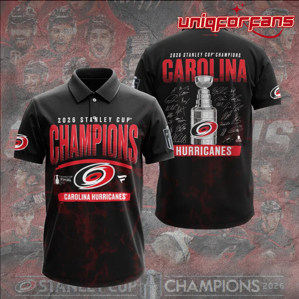 Carolina Hurricanes 2026 Stanley Cup Champions Limited Edition Black Polo Shirt - Image 2
