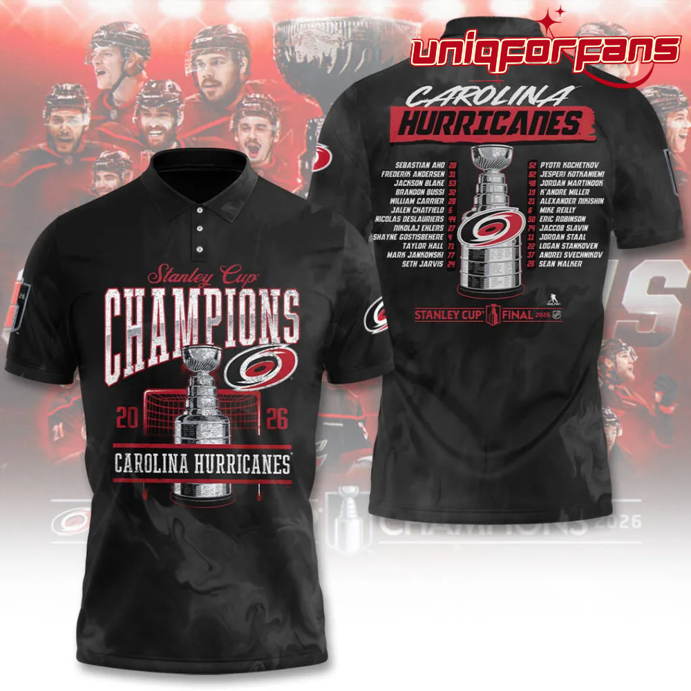Carolina Hurricanes 2026 Stanley Cup Champions Limited Edition Black Polo Shirt - Image 5