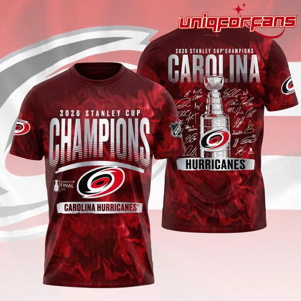 Carolina Hurricanes 2026 Stanley Cup Champions Limited Edition Premium 3D T-Shirt - Image 1