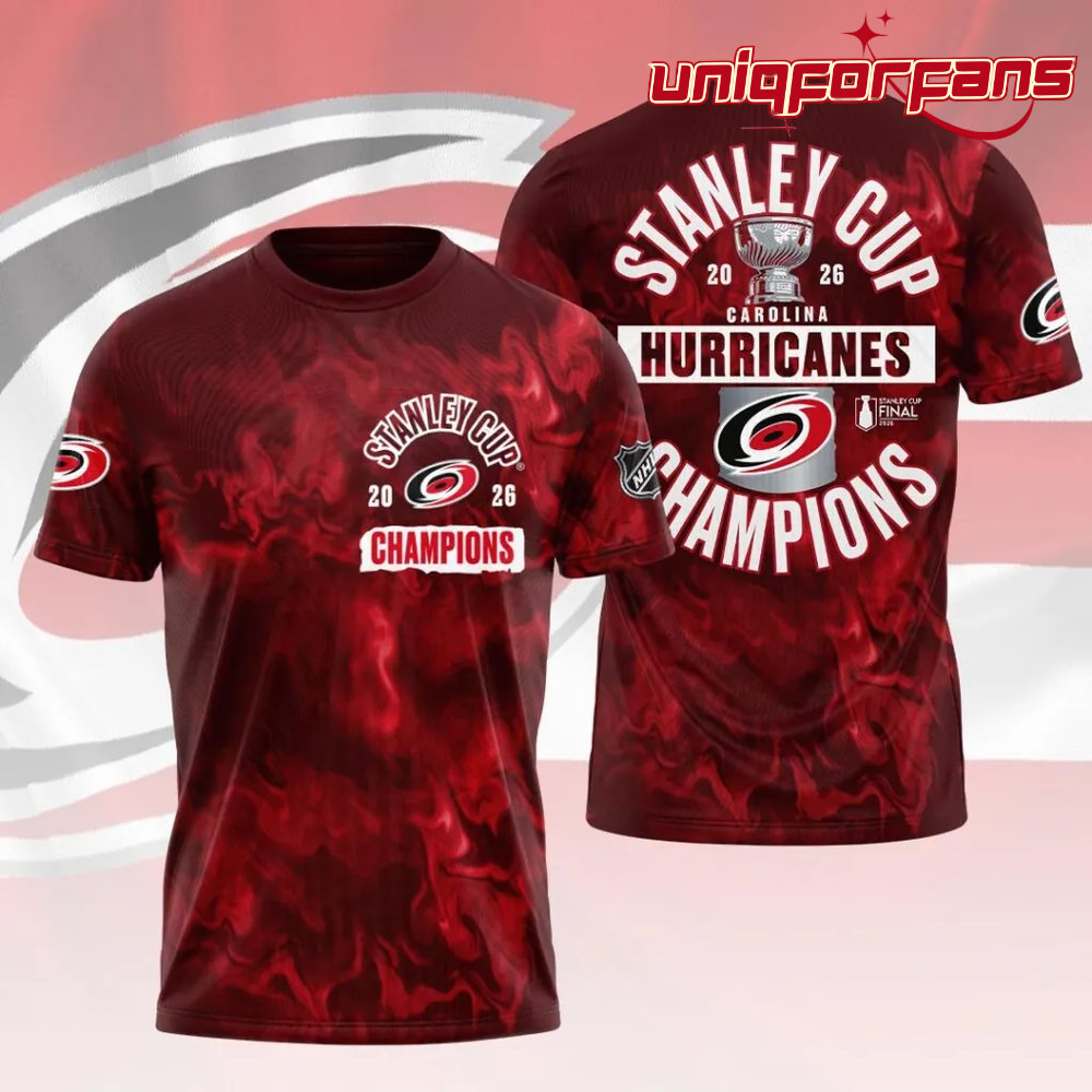 Carolina Hurricanes 2026 Stanley Cup Champions Limited Edition Premium 3D T-Shirt - Image 2