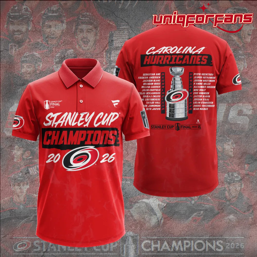 Carolina Hurricanes 2026 Stanley Cup Champions Limited Edition Red Polo Shirt - Image 1