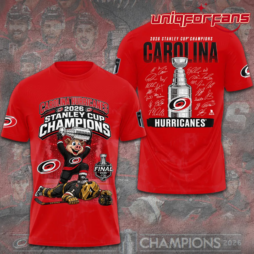 Carolina Hurricanes 2026 Stanley Cup Champions Red Limited Edition 3D T-Shirt - Image 2