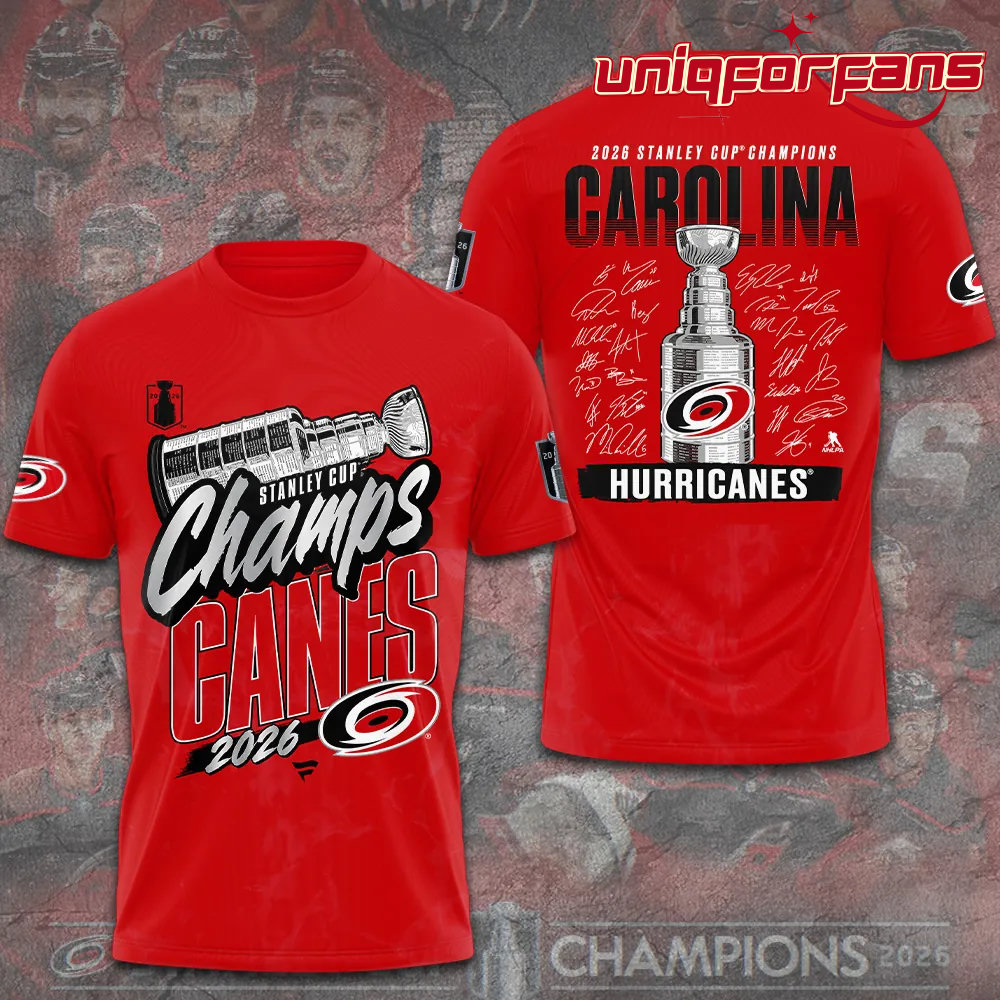 Carolina Hurricanes 2026 Stanley Cup Champions Red Limited Edition 3D T-Shirt - Image 4