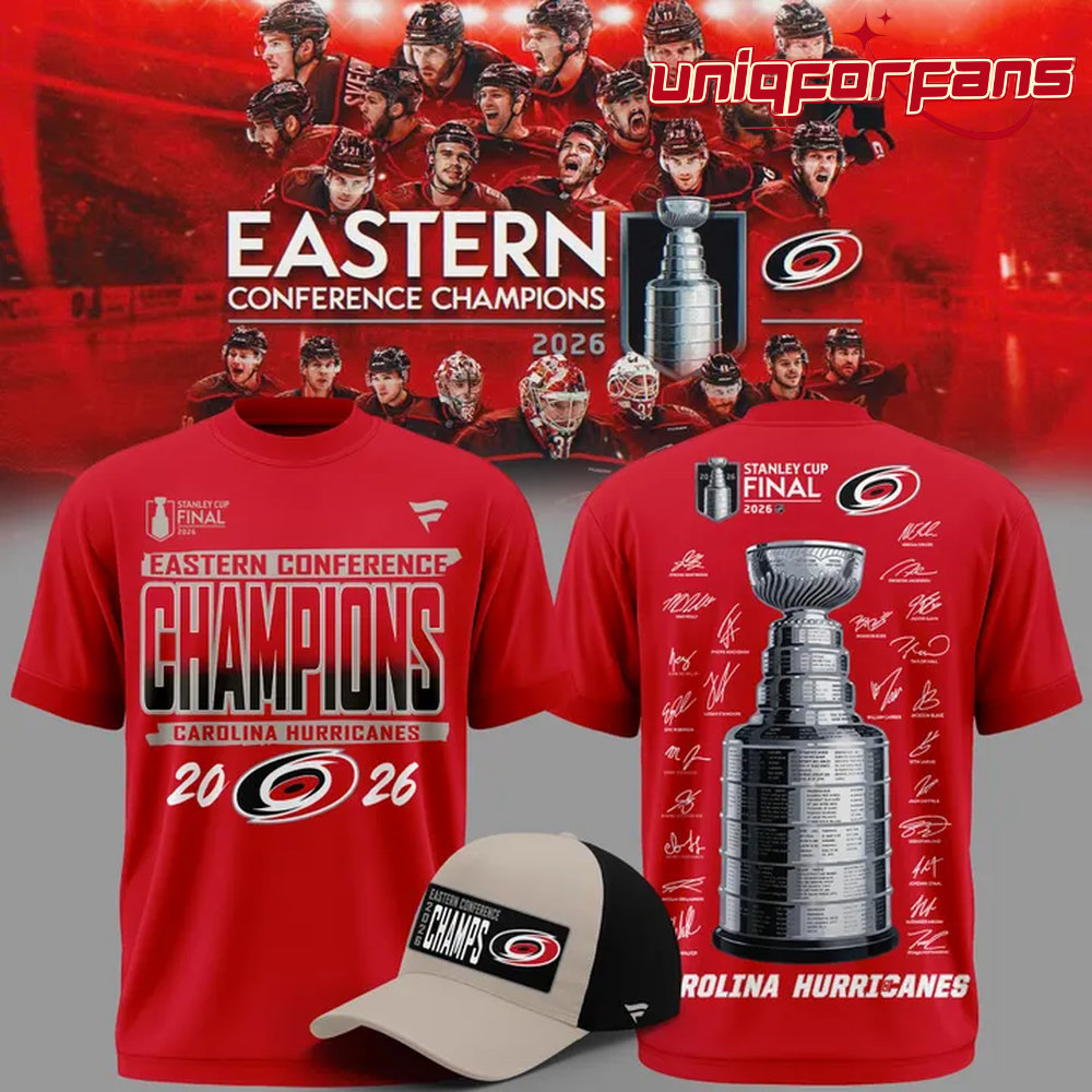 Carolina Hurricanes 2026 NHL Eastern Conference Champions Signed Limited 3D T-Shirt - Image 1