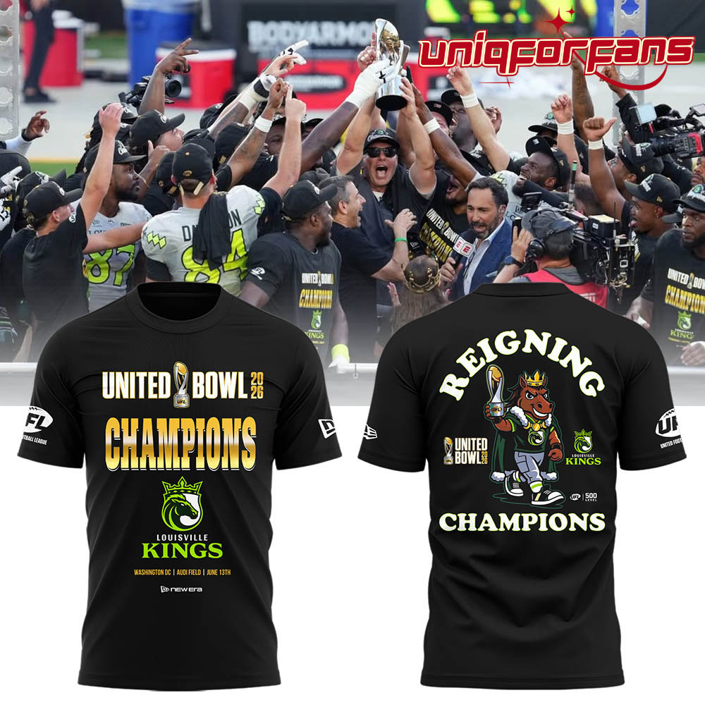 Louisville Kings 2026 United Bowl CHAMPIONS Special Edition 3D T-Shirt - Image 2